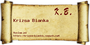 Krizsa Bianka névjegykártya